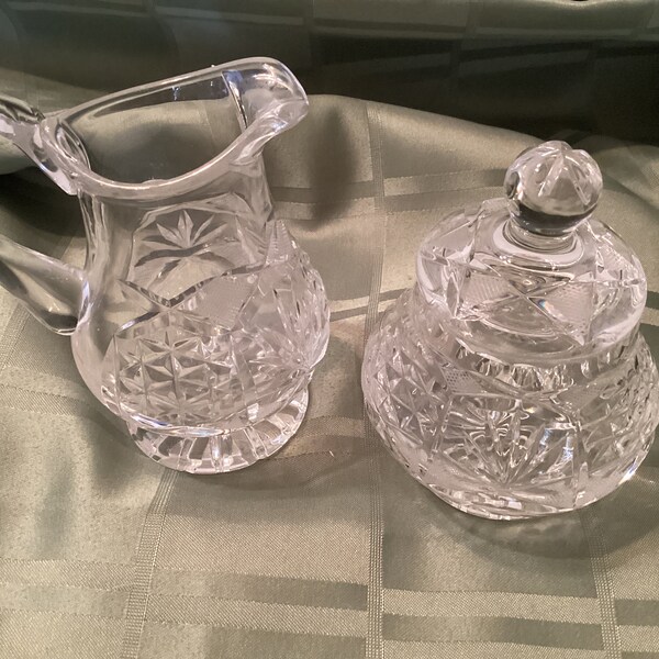 Lead Crystal sugar bowl and creamer