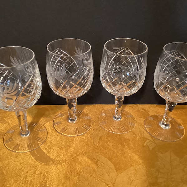 Beautiful Cut Crystal Wine / Water Glasses ( set of 4 )
