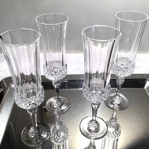 Set of 4 Cristal D’Arques “Valencay” Crystal Champagne Flutes