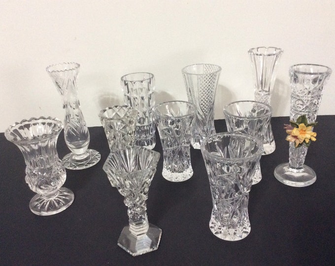 Set of 11 Small Crystal Bud Vases Etsy