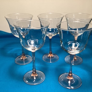 5 Pink Stem Wine Glasses