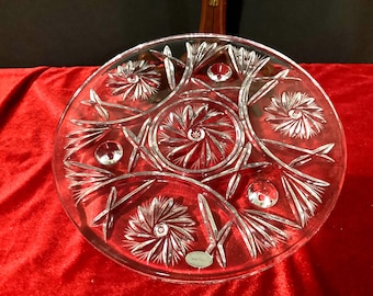 Vintage Lead Crystal Cake Plate Pinwheel design