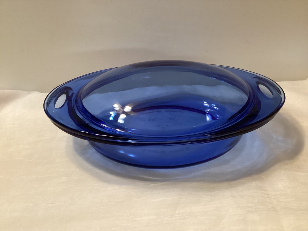Vintage 2 quart cobalt blue baking dish with lid by anchor hocking etsy