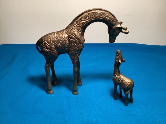 真鍮　キリン　親子　ヴィンテージ ヴィンテージ真鍮製の母キリンと子キリン - Etsy 日本