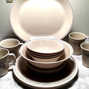 Set of 17 Corelle Dinnerware Blue Lilly
