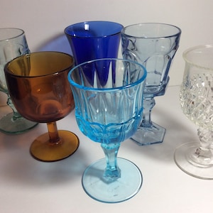 Colorful set of 6 wine/water goblets