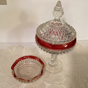Indiana Glass Pedestal Candy Dish with Side Bowl