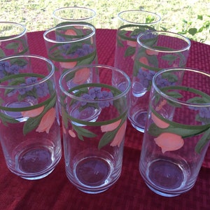 Set of 8 colorful mid century  Libby drinking  glasses