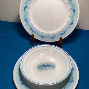 Rare Corelle 7 Pieces of Ocean Dance Pattern