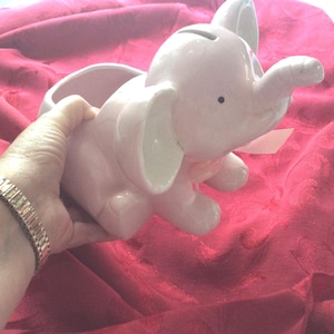 Pink elephant piggy bank - flower holder