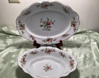Beautiful Vintage 2 piece Serving set  Johann Haviland Bavaria Germany ( Moss Rose Pattern )