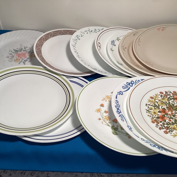 Corelle By Corning 12 Mismatched Dinner Plates
