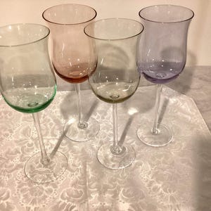 Gorgeous set of 4 Colorful Tall Wine Glasses