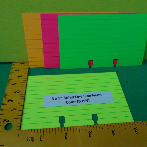 80 Brand New 3 x 5” Ruled Neon Cards for Rolodex Rotary Card File