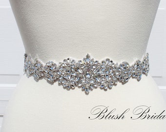 B&B Wedding Belt,  Crystal Bridal Belt, Bridal Belt, Wedding Dress Belt, Bridal Sash,  Wedding Sash Rhinestone prom Belt Silver