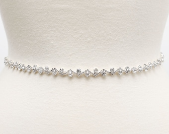 B & B 1/4 "Dünner Hochzeit Gürtel, Kristall Braut Gürtel, Braut Gürtel, Hochzeitskleid Gürtel, Braut Schärpe, Hochzeit Schärpe Strass Abschlussball Gürtel