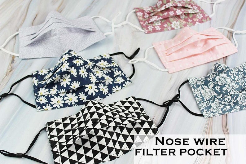 New 3 Layers Face Mask Mask Nose Wire Filter Pocket Washable Etsy