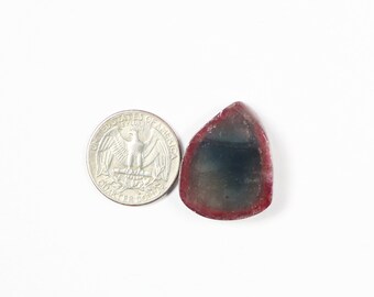 Fetta di tormalina anguria naturale AAA+ – Gemma bicolore (46 carati, 23 x 29 mm)