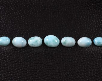Larimar Cabochon Set – Natural Dominican Larimar Gemstones, Oval Cabochons for Jewelry Making, Blue Larimar Loose Stones (Set of 7)AL#339