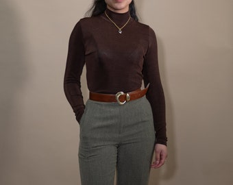 Vintage Silk Brown Turtleneck | Restyled Vintage Shop | Latina Owned Shop