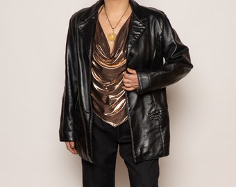 Vintage Leather Blazer Jacket | Leather Jacket | Unisex Jacket | Shop Restyled Vintage