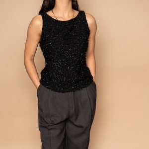 70&#39;s Black Fuzzy Blouse