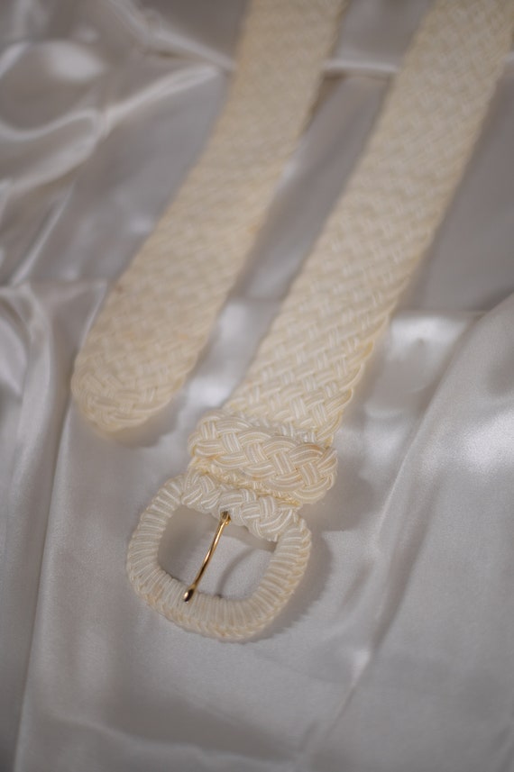 Vintage 90's White Raffia Belt | Vintage Clothing… - image 5
