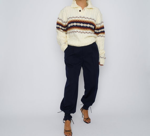 Vintage Cream Fair Isle 90's Polo