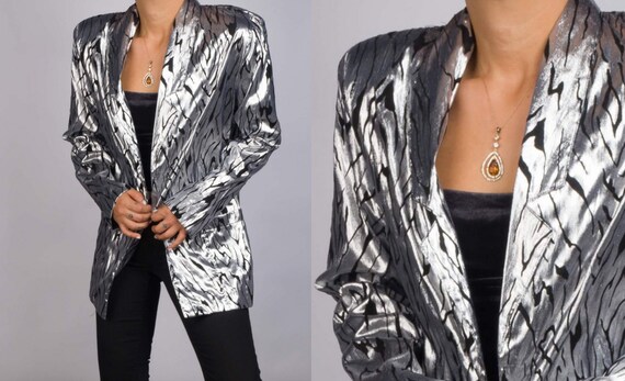 Vintage Metallic Zebra Print Blazer
