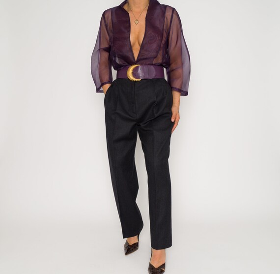 Vintage Organza Eggplant 90's Sheer Blouse