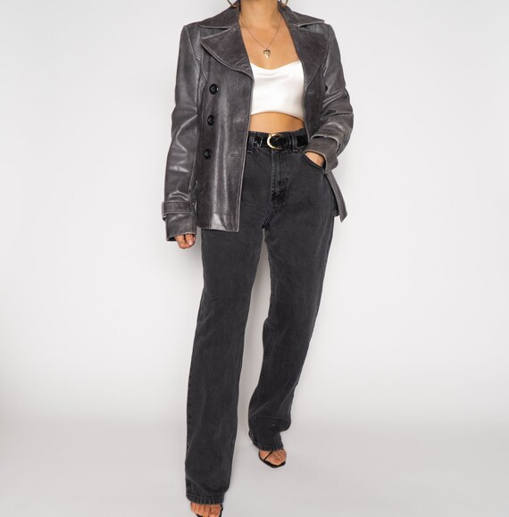 Unisex Womens Black Vintage Leather Jacket | Unise