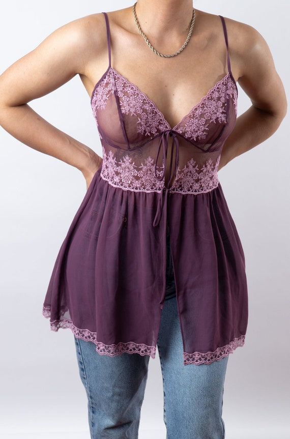 Vintage Mauve Floral Babydoll - image 1