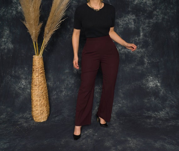 Dark Red Flare Pants | Burgundy Flare Ankle Pants