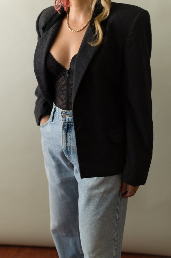 Vintage Black Cropped Blazer | Beautiful Black Vi… - image 8