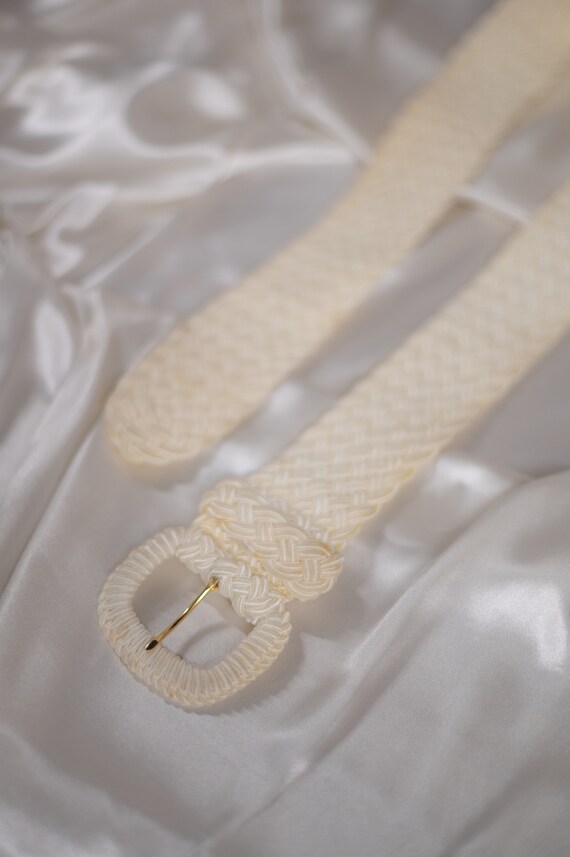 Vintage 90's White Raffia Belt | Vintage Clothing… - image 7