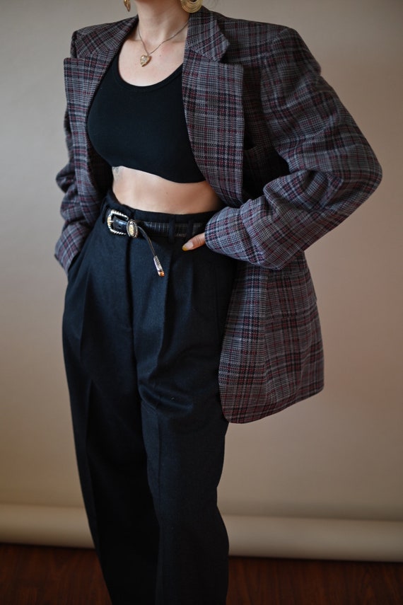 Vintage Burgundy Plaid Blazer | 40 Regular | Burgu