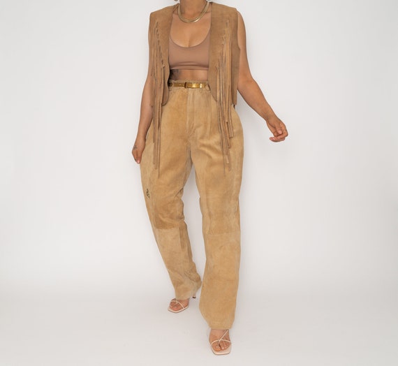 Vintage Tan Leather Fringe Vest