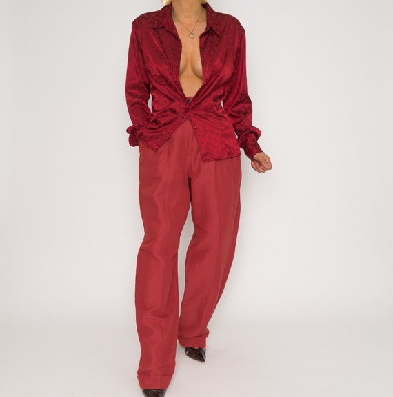 Vintage Brick Red High Waisted 70's Trousers | Br