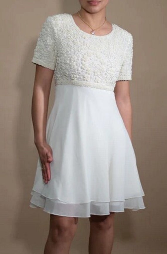 Vintage White Pearl Cocktail Dress - image 1