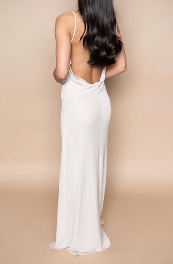 Cream Slit Dress Tank | Cream White Sleeveless Maxi Dress Gown | Low Back  Gown - Etsy