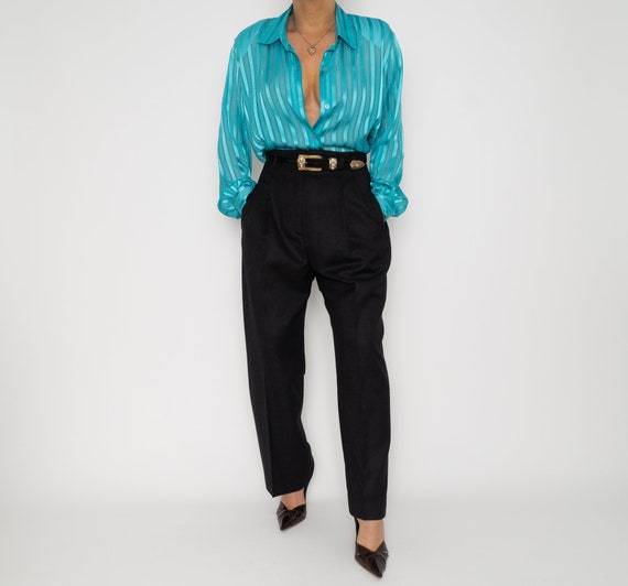 Sky Blue Chiffon Striped Blouse