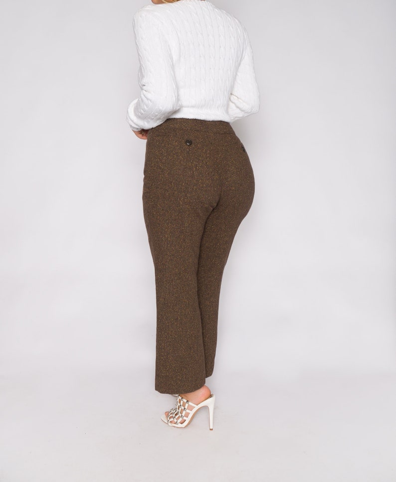 Vintage Clothing Shop Shop Restyled Vintage Vintage Pleated Chocolate Brown Tweed Trousers