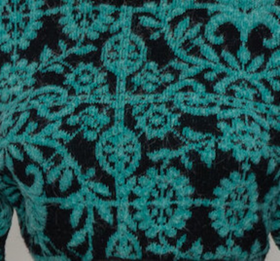 Vintage Teal Green Knit Sweater | Green MockNeck … - image 4