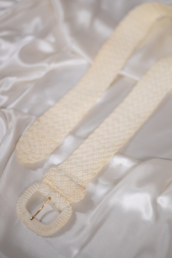 Vintage 90's White Raffia Belt | Vintage Clothing… - image 4