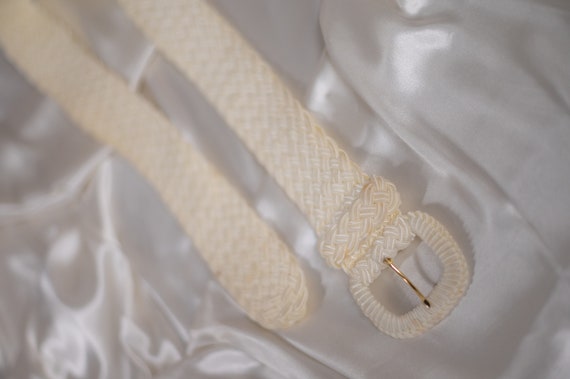 Vintage 90's White Raffia Belt | Vintage Clothing… - image 1