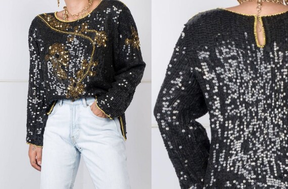 Pure Silk & Beaded Sequin Blouse
