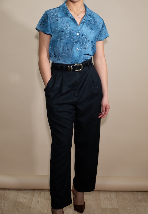 Vintage Blue Floral Blouse | Restyled Vintage Shop | Latina LGBTQ Owned Shop