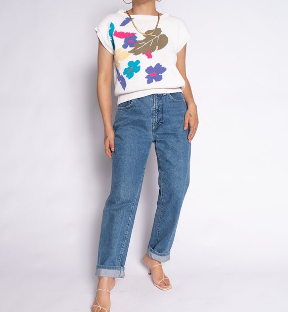 Vintage White 50's Sweater Floral Vest // Stunning