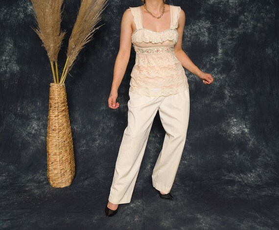 Nanette Lepore Lace Blouse | Cream Floral Camisole