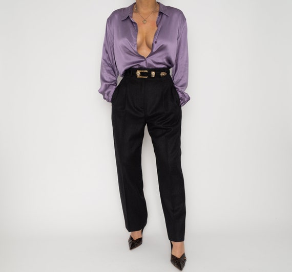 Vintage 70's Lavender Blouse | 1970's Lavender Sil